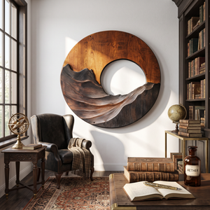Natural Ridge Solid Wood Wall Sculpture for Living Room