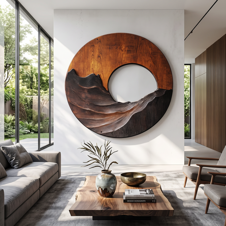 Natural Ridge Solid Wood Wall Sculpture for Living Room