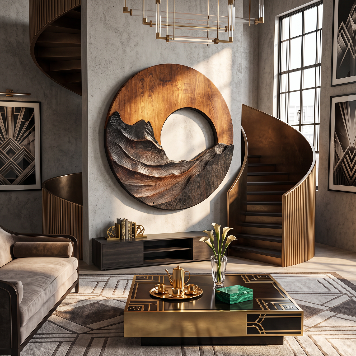 Natural Ridge Solid Wood Wall Sculpture for Living Room