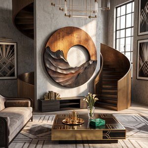 Natural Ridge Solid Wood Wall Sculpture for Living Room