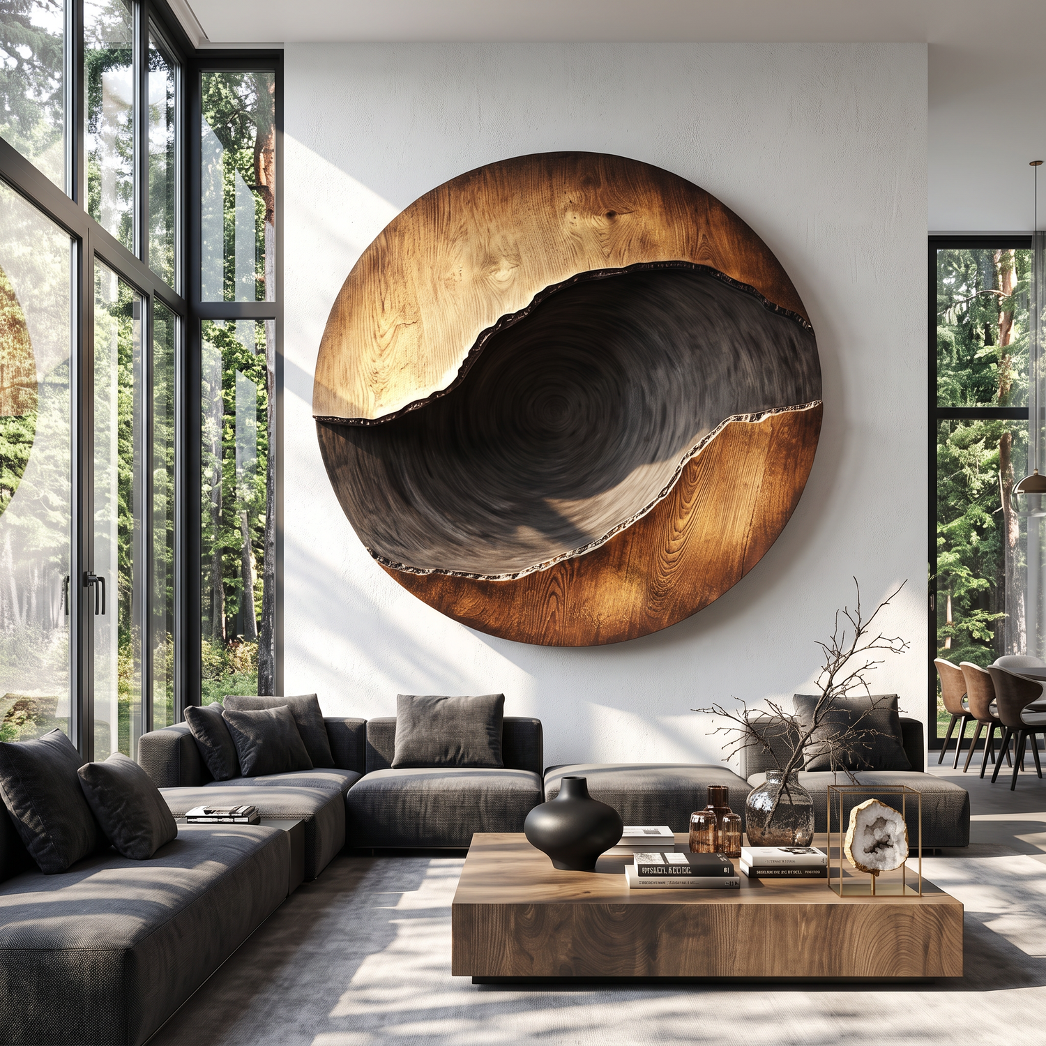 Organic Solid Wood Wall Sculpture for Living Room Display