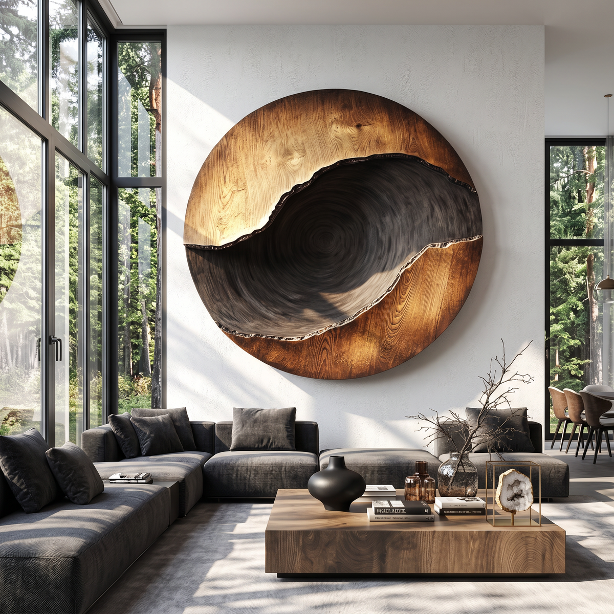 Organic Solid Wood Wall Sculpture for Living Room Display