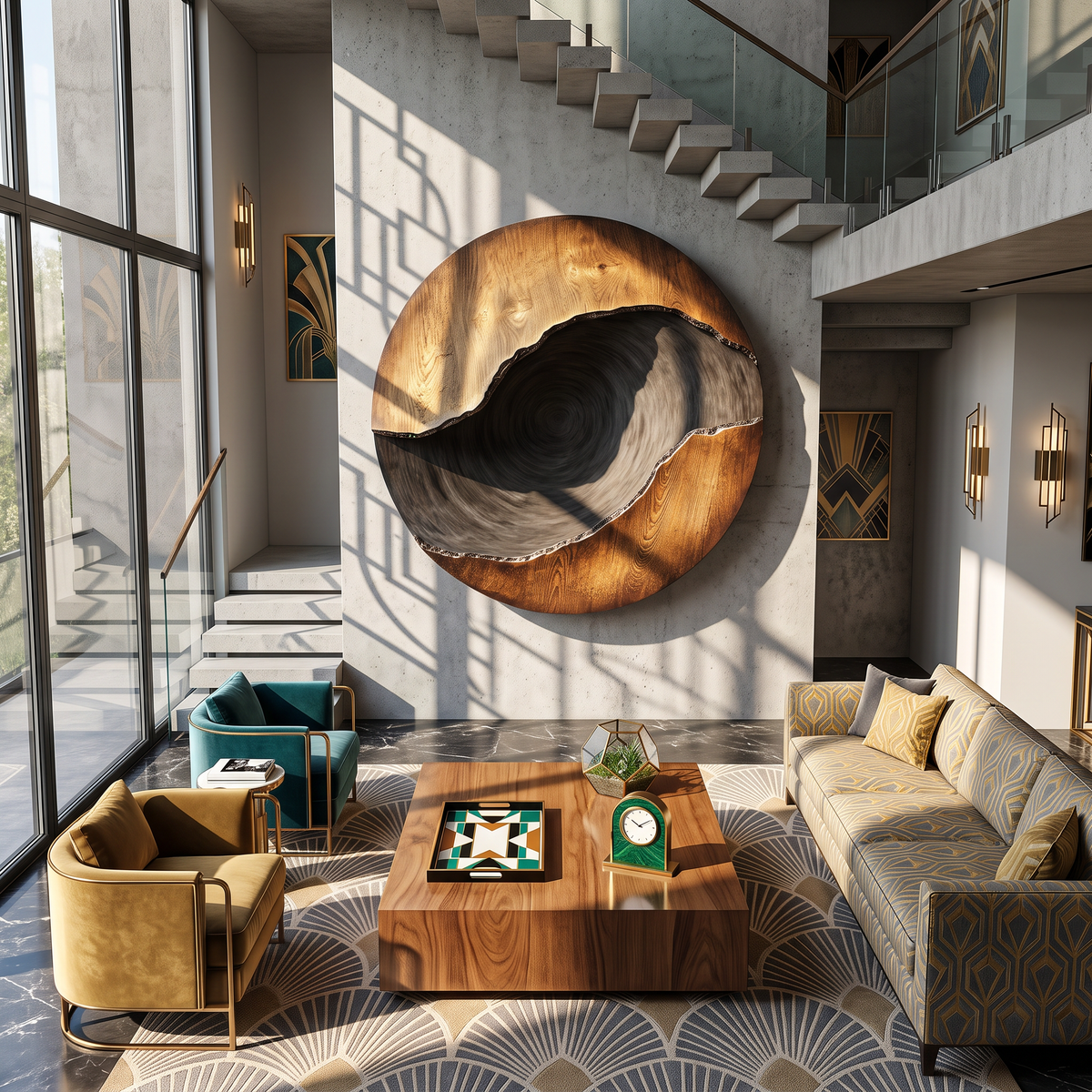 Organic Solid Wood Wall Sculpture for Living Room Display