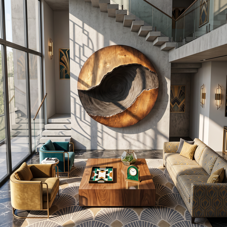 Organic Solid Wood Wall Sculpture for Living Room Display