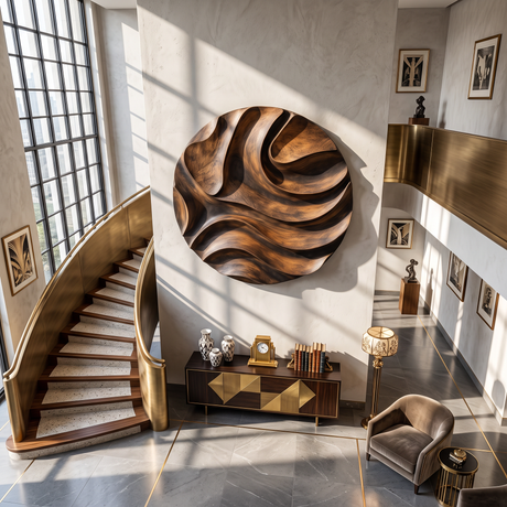 Layered Wave Solid Wood Wall Art Sculpture for Modern Living Spaces