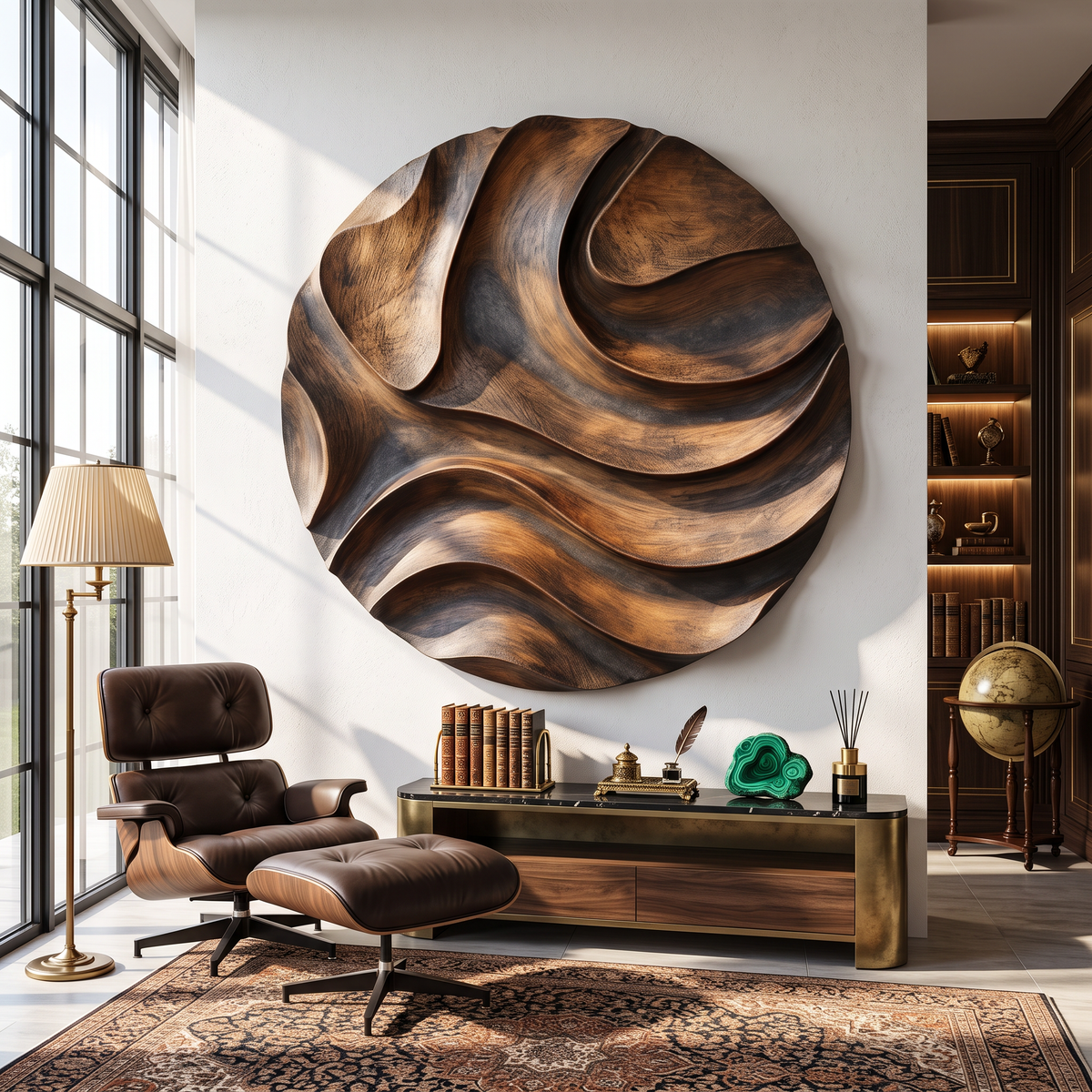 Layered Wave Solid Wood Wall Art Sculpture for Modern Living Spaces