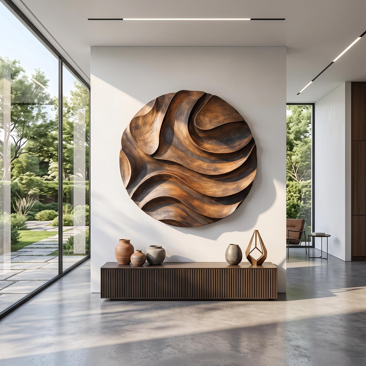 Layered Wave Solid Wood Wall Art Sculpture for Modern Living Spaces