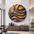 Layered Wave Solid Wood Wall Art Sculpture for Modern Living Spaces