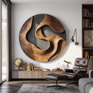 Layered Curves Solid Wood Wall Sculpture for Living Room