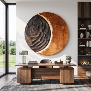 Contemporary Solid Wood Round Wall Sculpture for Living Room
