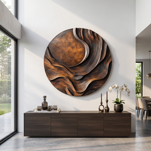 Contemporary Solid Wood Layered Wall Sculpture for Living Rooms