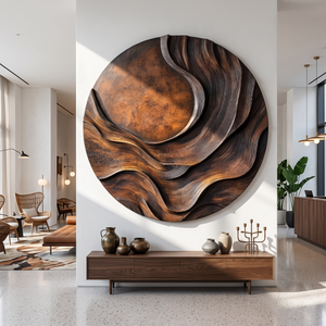 Contemporary Solid Wood Layered Wall Sculpture for Living Rooms