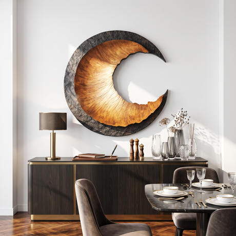 Contemporary Solid Wood Circular Wood Wall Art for Living Room Feature Walls