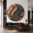 Wall Sculpture Solid Wood Organic Modern Panel for Living Room Decor