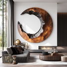 Round Wood Wall Sculpture with Open Center and Raw Carved Edge