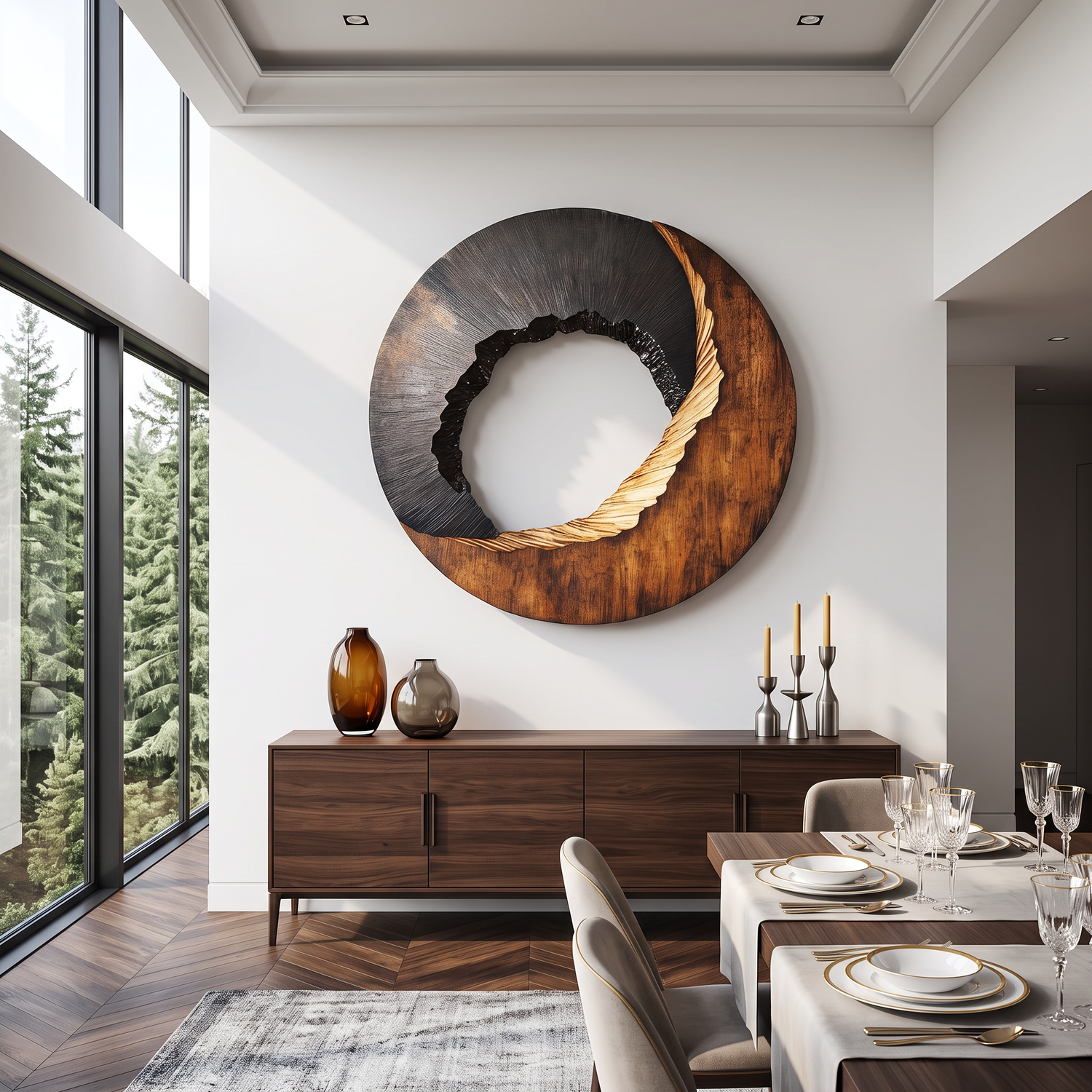Modern Textured Solid Wood Wall Art Sculpture for Living Room