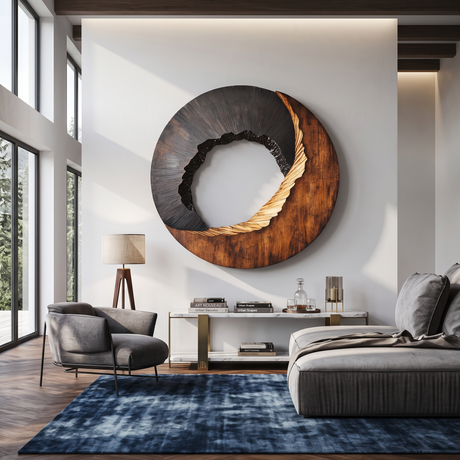 Modern Textured Solid Wood Wall Art Sculpture for Living Room