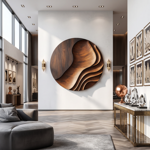 Contemporary Solid Wood Wall Art Sculpture for Living Room Design