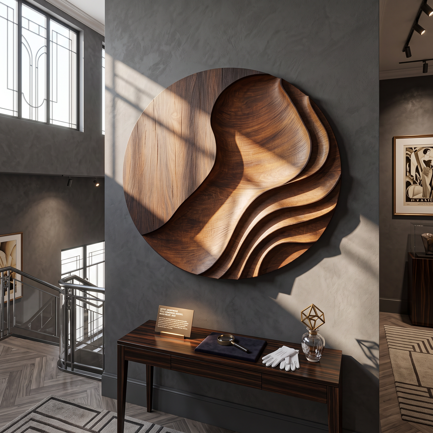 Contemporary Solid Wood Wall Art Sculpture for Living Room Design