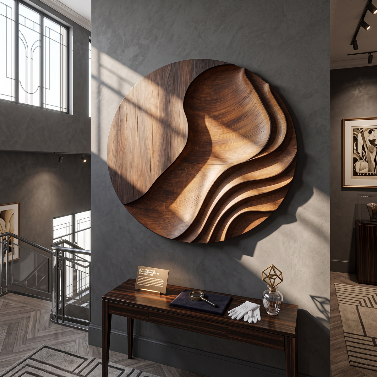 Contemporary Solid Wood Wall Art Sculpture for Living Room Design
