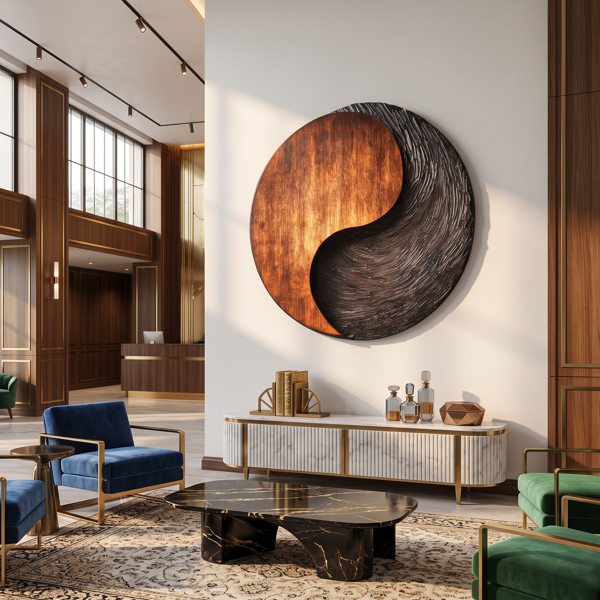 Organic Solid Wood Wall Sculpture for Modern Living Room