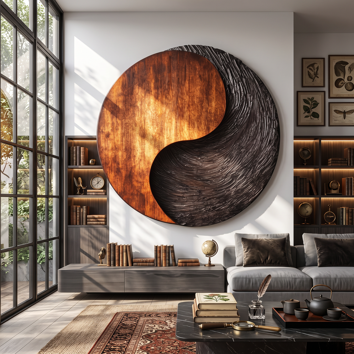 Organic Solid Wood Wall Sculpture for Modern Living Room