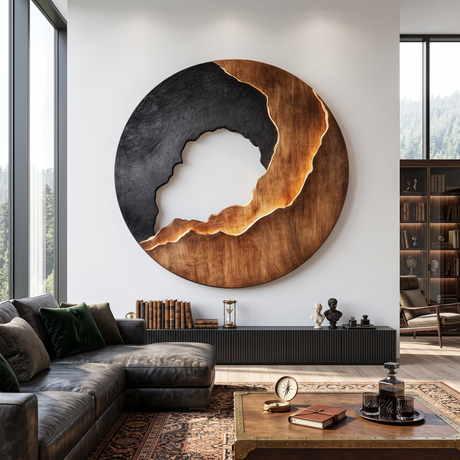 Modern Textured Solid Wood Wall Sculpture for Living Room