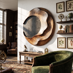 Organic Circular Solid Wood Wall Art for Living Room Accent