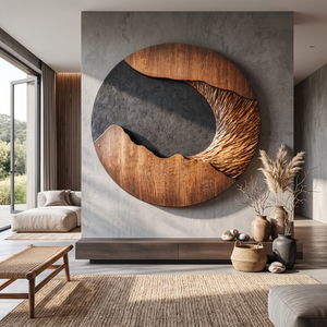 Modern Solid Wood Wall Sculpture for Living Room Interiors