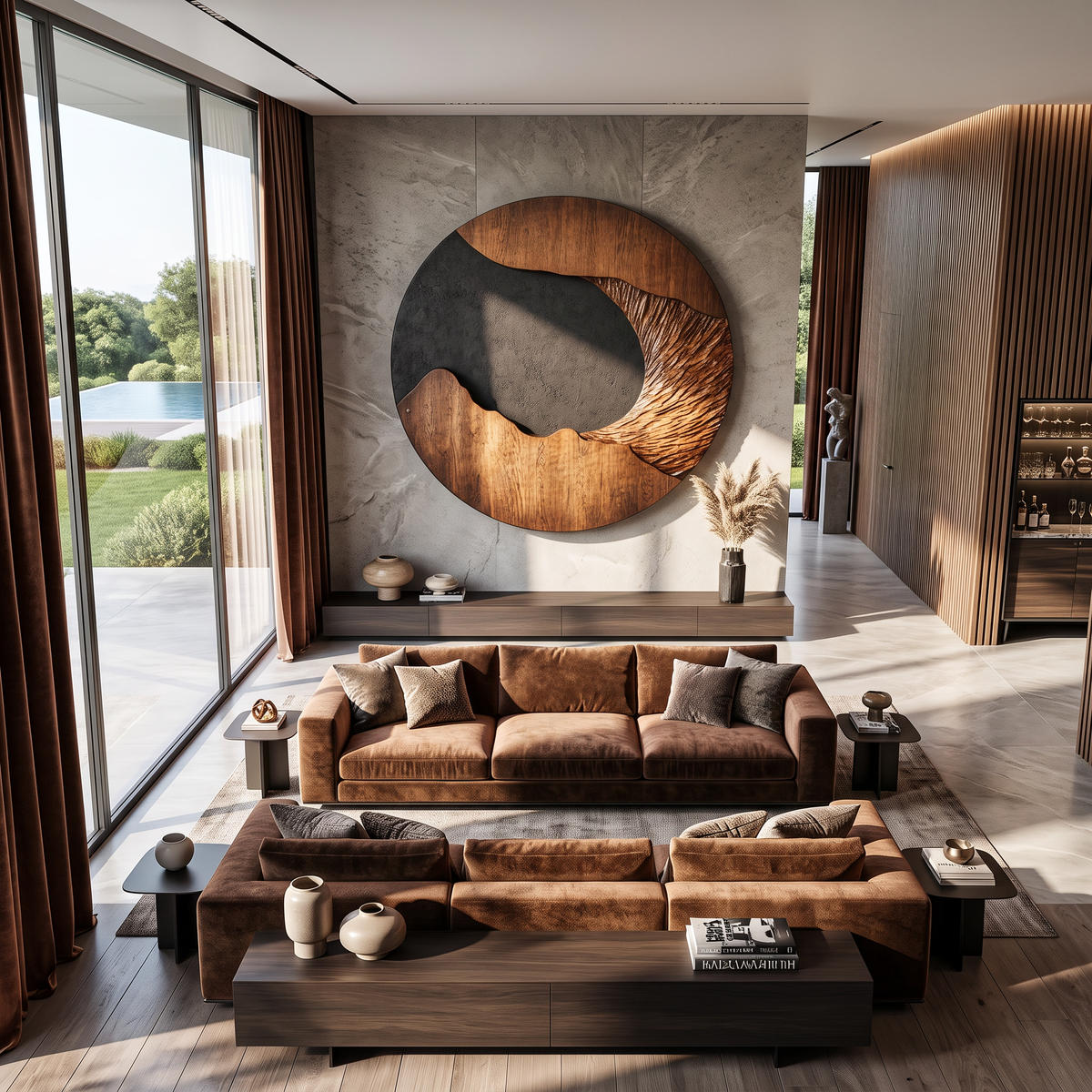 Modern Solid Wood Wall Sculpture for Living Room Interiors