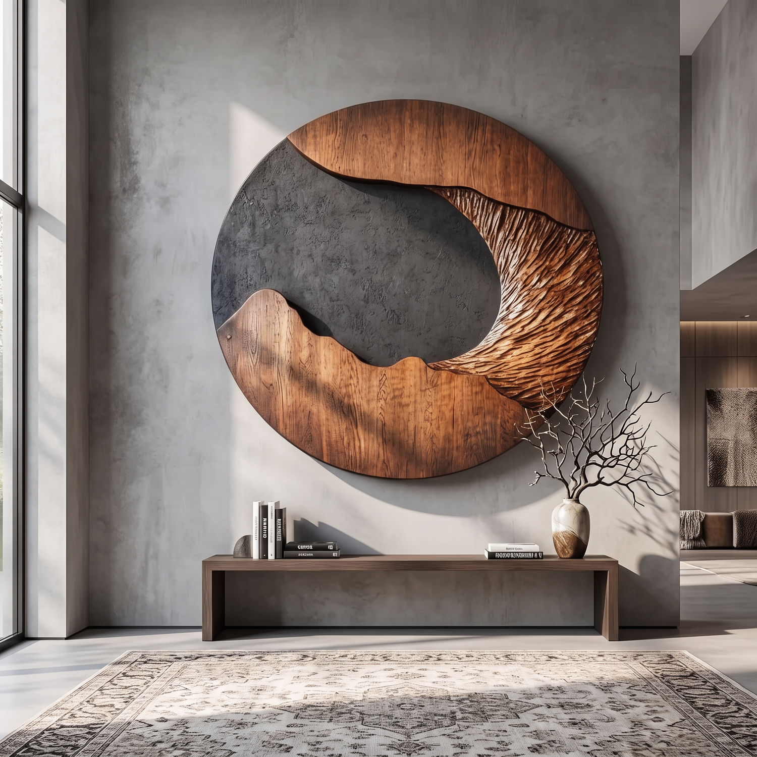 Modern Solid Wood Wall Sculpture for Living Room Interiors