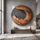 Modern Solid Wood Wall Sculpture for Living Room Interiors