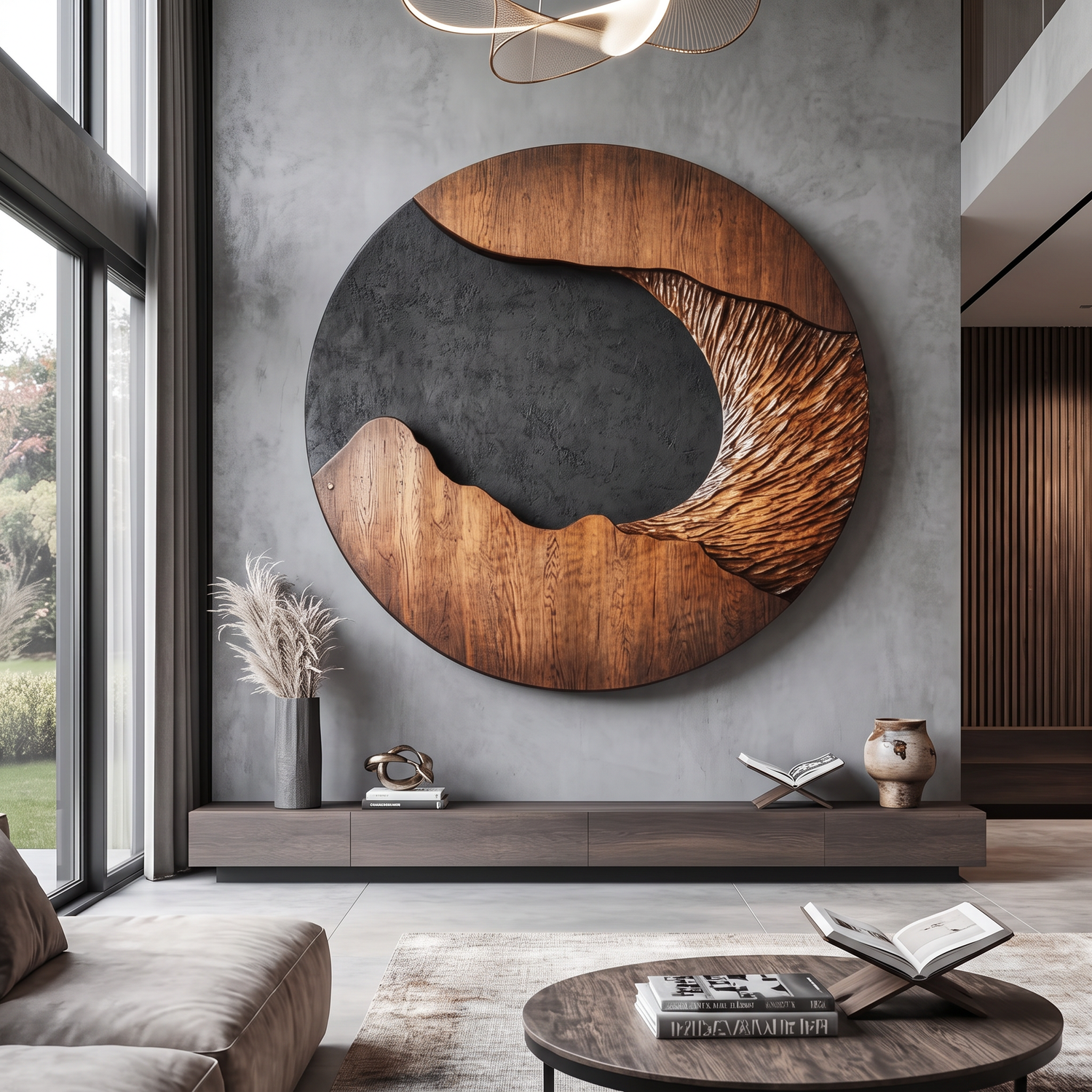 Modern Solid Wood Wall Sculpture for Living Room Interiors