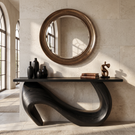 Console Table Solid Wood with Asymmetric Loop Base for Entryway Decor