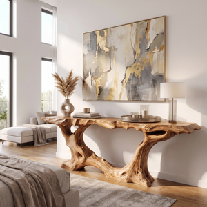Console Table Solid Wood with Organic Root Base