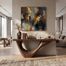 Console Table Solid Wood with Sweeping Open Crescent Base