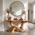 Console Table Solid Wood with Flowing Branch Sculptural Base