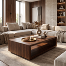 Minimalist Solid Wood Coffee Table with Open Shelf Storage