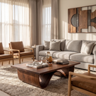 Sculptural Solid Wood Coffee Table with Curved Base