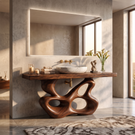 Bathroom Vanity Solid Wood with Sculptural Multi Loop Base