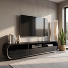 Solid Wood Entertainment Unit Curved Storage Media Console Organic Modern TV Cabinet