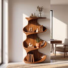 Twisted Wood Display Shelf with Tiered Open Shelves
