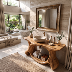 Bathroom Vanity Solid Wood with Sculptural Multi Arch Base