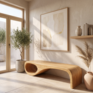 Organic Wood Bench with Sculptural Loop Base for Modern Mediterranean Interiors