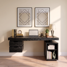 Contemporary Solid Wood Desk With 2 Drawers And Open Shelf For Home Office