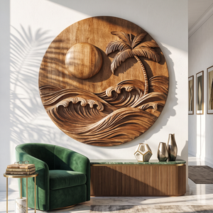 Tropical Wooden Wall Sculpture For Coastal Ocean Home Decor