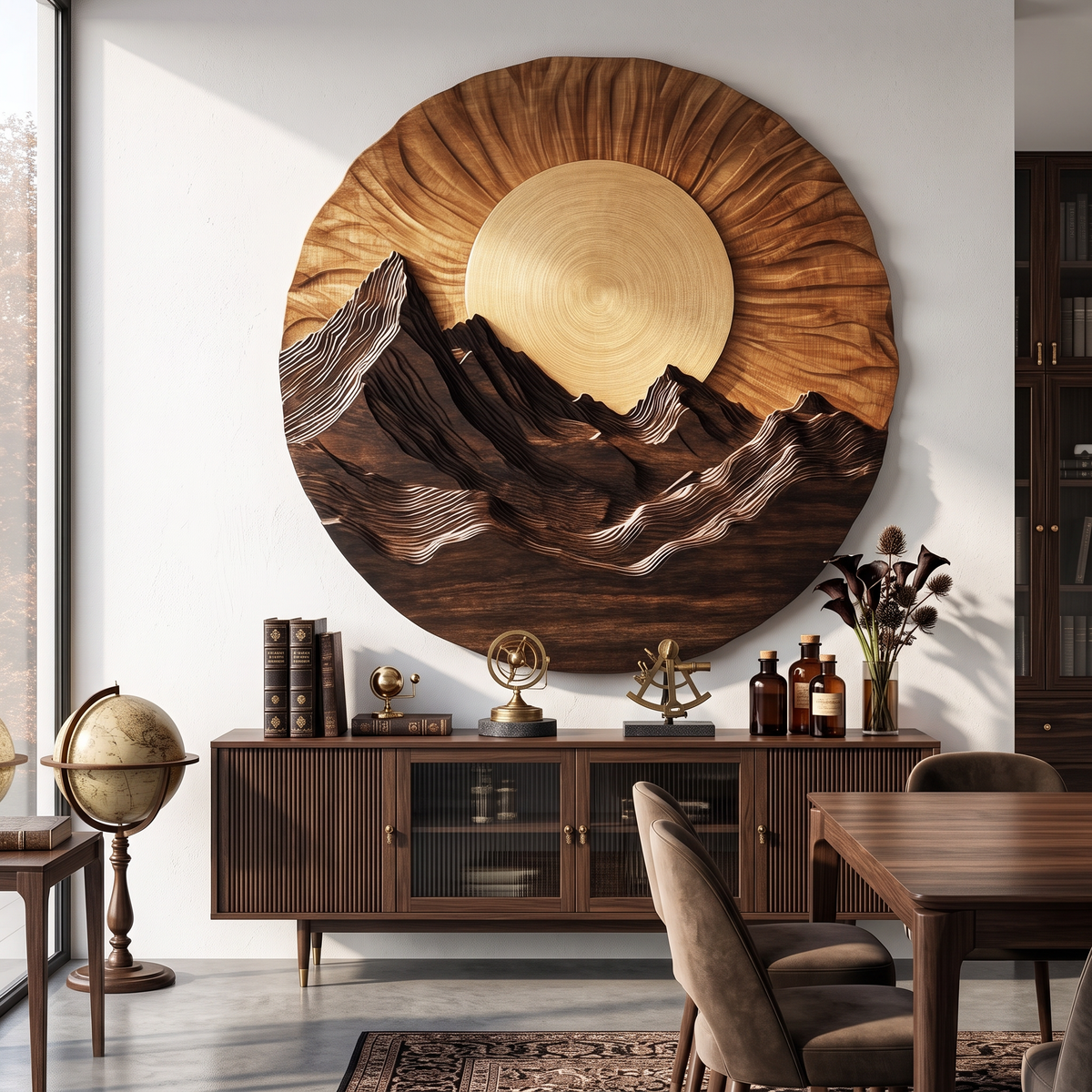 Mountain Wooden Wall Sculpture For Modern Nature Inspired Home Decor
