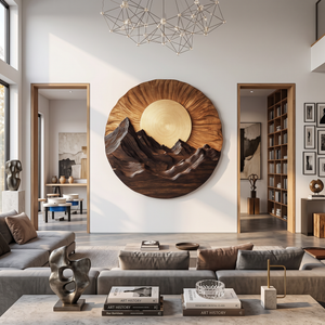 Mountain Wooden Wall Sculpture For Modern Nature Inspired Home Decor