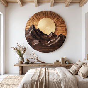 Mountain Wooden Wall Sculpture For Modern Nature Inspired Home Decor