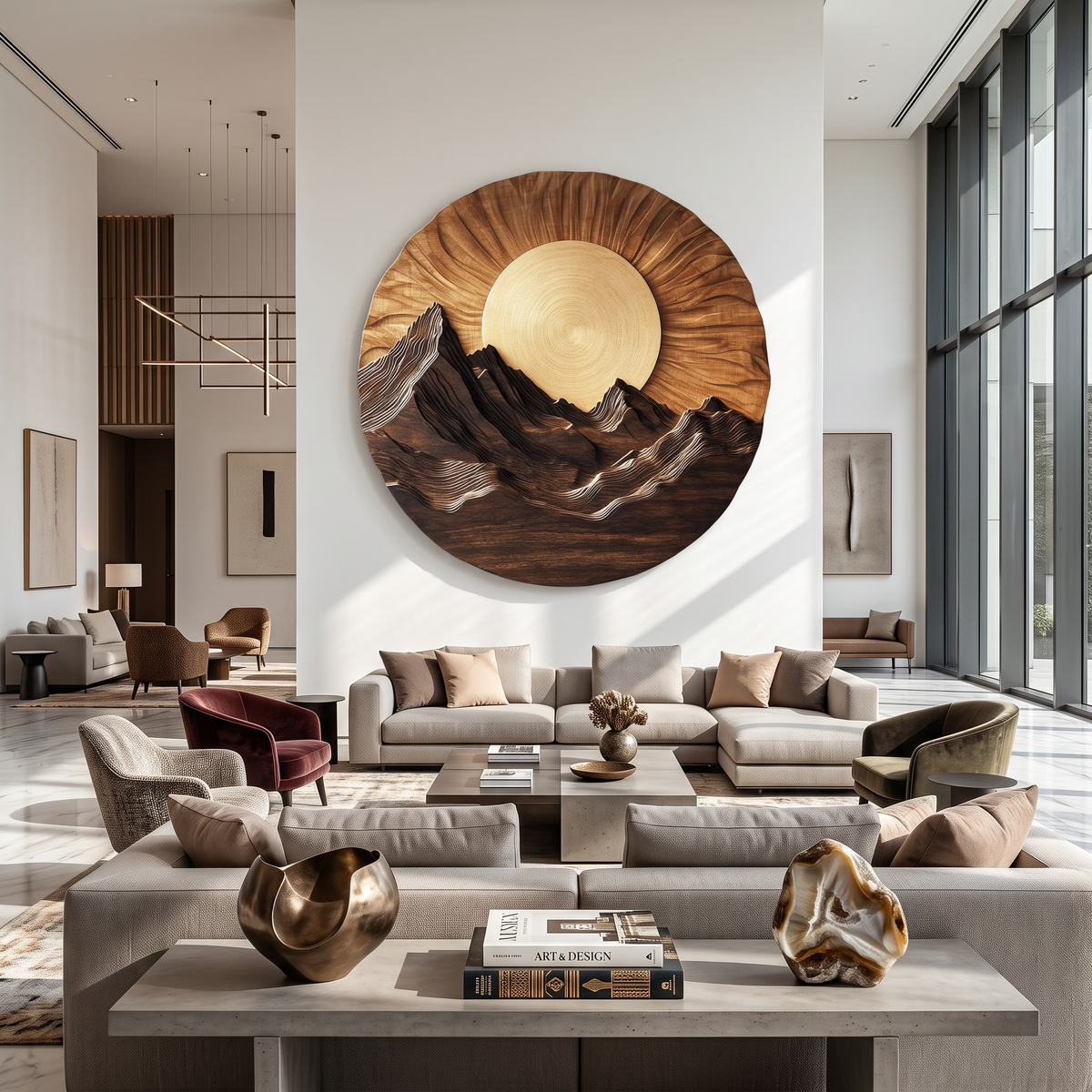 Mountain Wooden Wall Sculpture For Modern Nature Inspired Home Decor